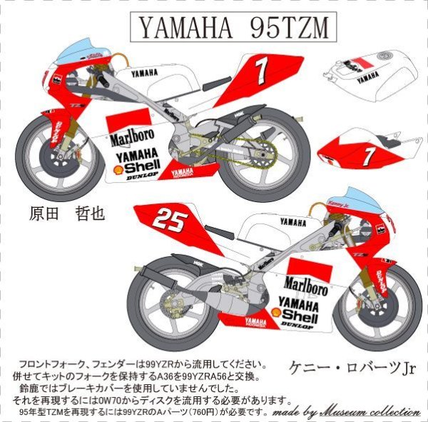 画像3: 1/12ヤマハ’95TZMマルボロ 原田,ケニーロバーツJrデカール (3)