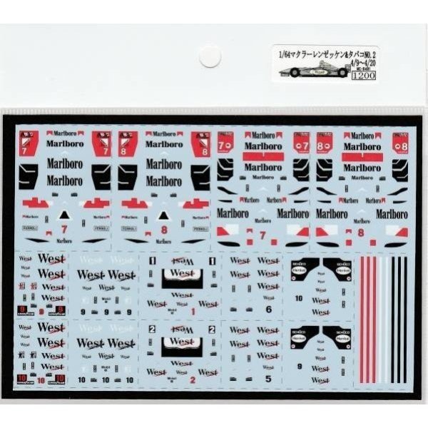 画像3: 1/64マクラーレンゼッケン&タバコN02 4/9〜4/20デカール (3)
