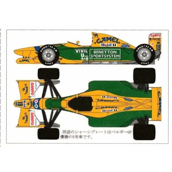 画像1: 1/20ベネトンB192用ボディグリーンデカール (1)